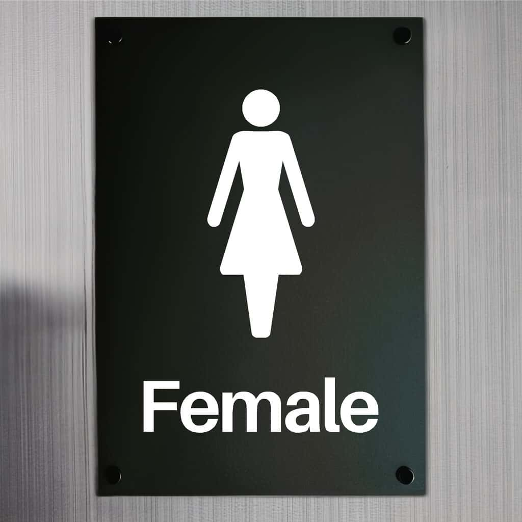 Female Toilet Sign Midnight Black Portrait - The Sign Shed