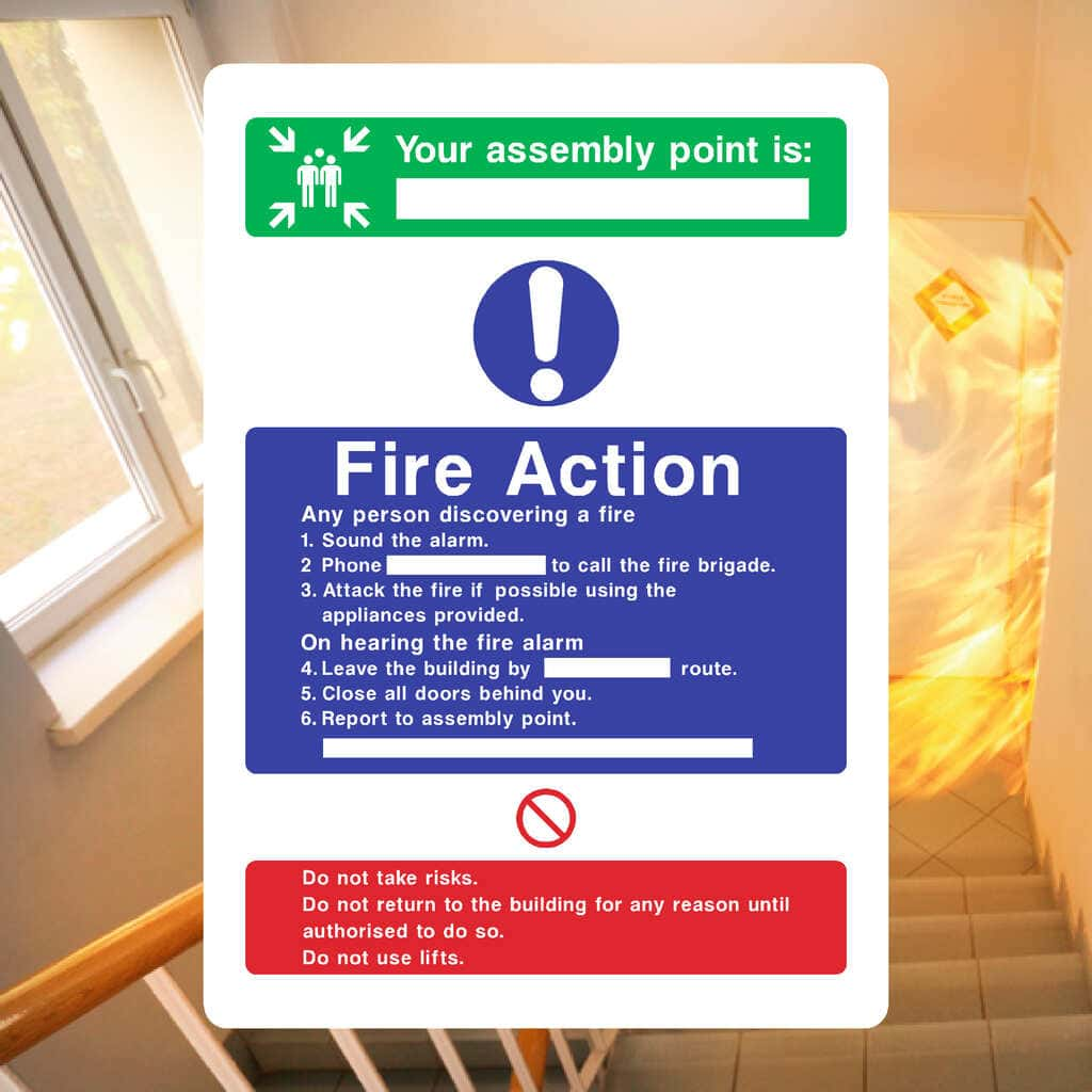 Fire Action And Assembly Point Sign - The Sign Shed