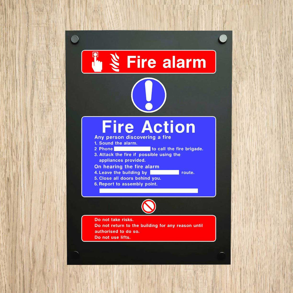 Fire Action Call Point Midnight Black Sign - The Sign Shed