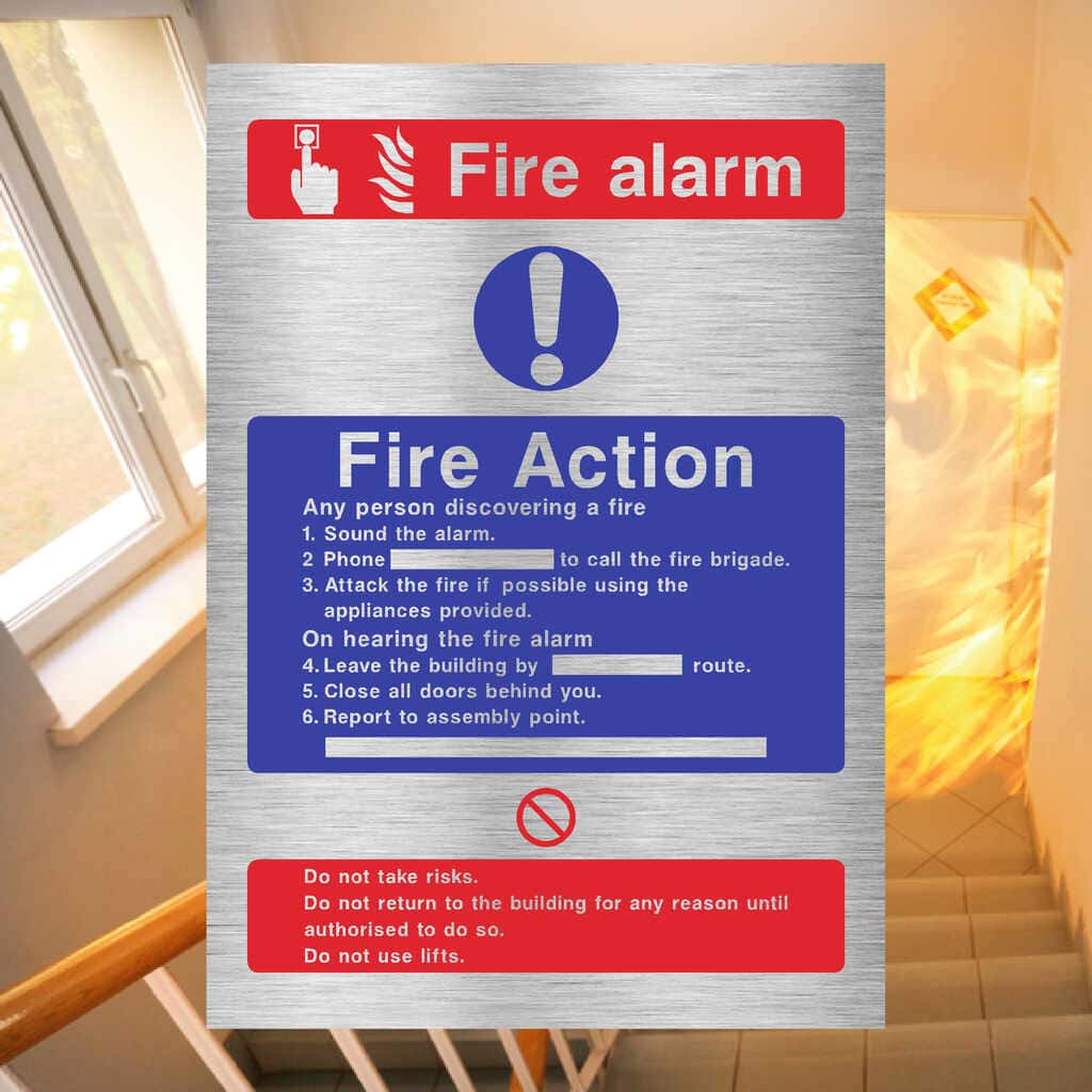 Fire Action Call Point Sign in Brushed Silver - The Sign Shed