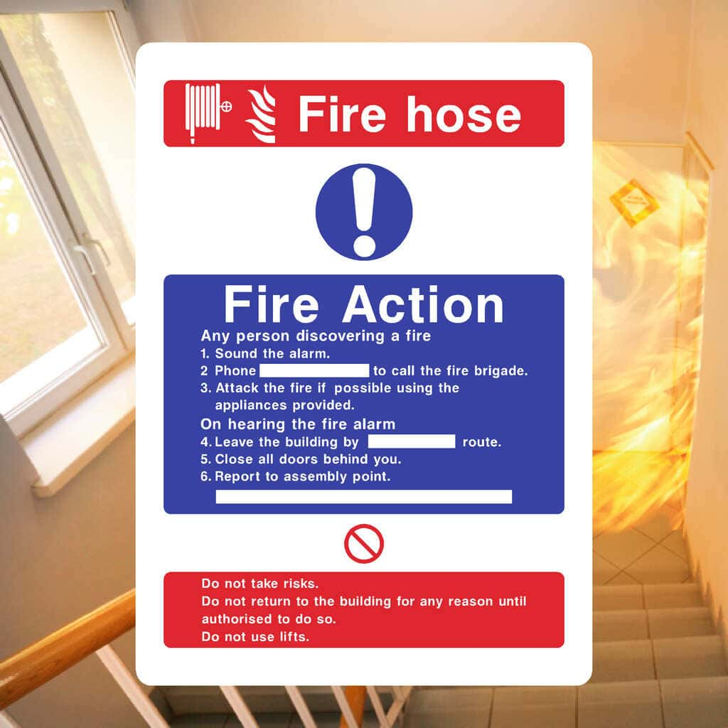 Fire Action Fire Hose Sign - The Sign Shed