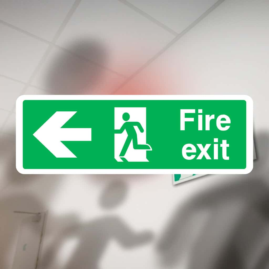 Fire Exit Left Arrow Sign - The Sign Shed