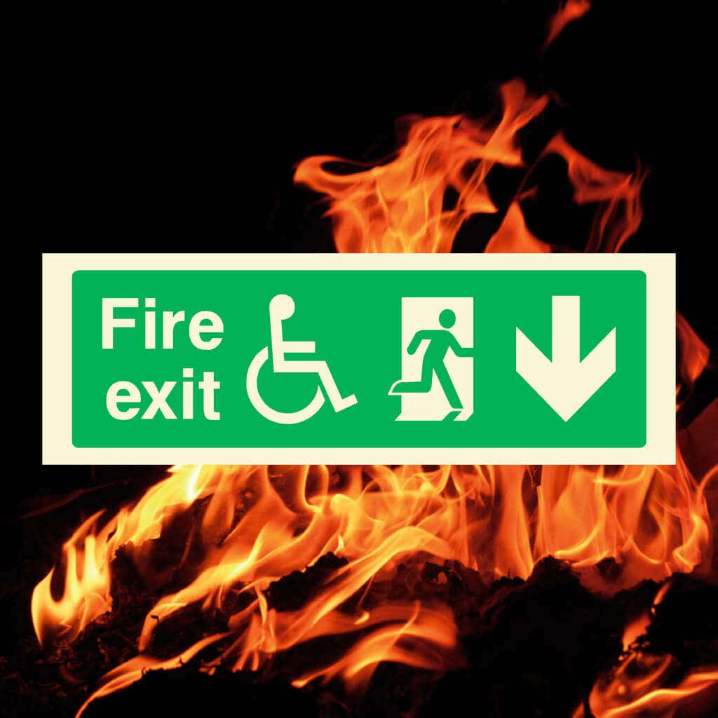 Fire Exit Refuge Sign Down Arrow - The Sign Shed