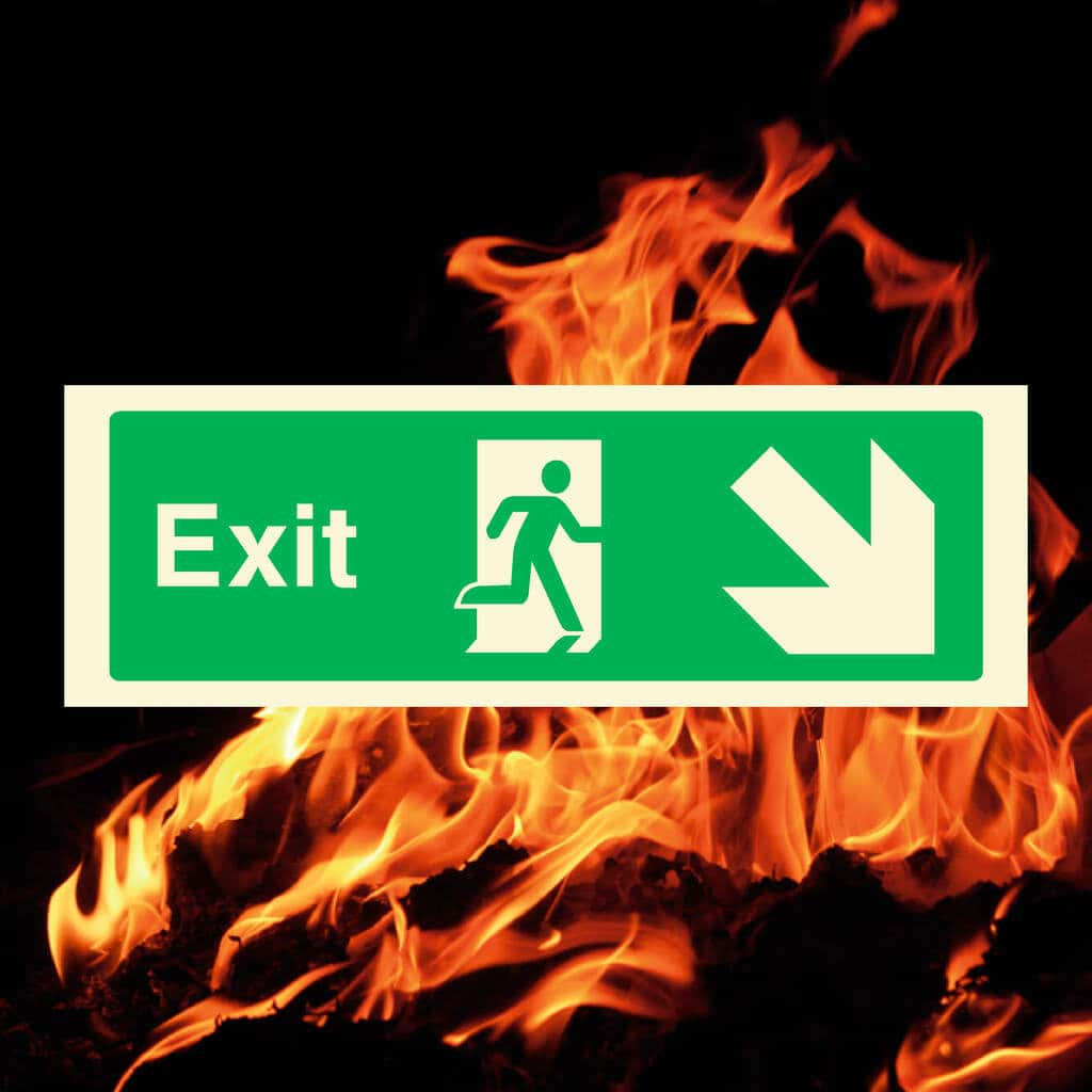 Fire Exit Sign Down Right Arrow - The Sign Shed