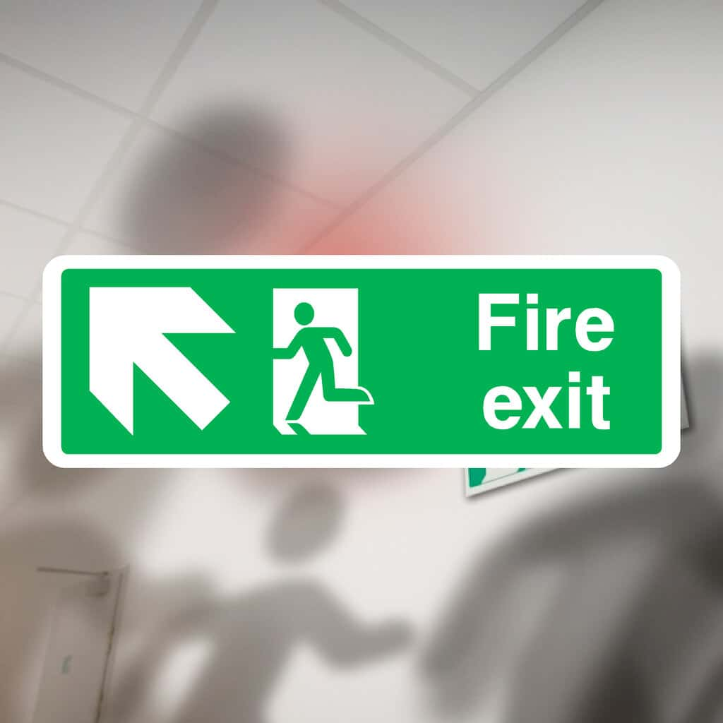 Fire Exit Sign Forward Left Arrow - The Sign Shed