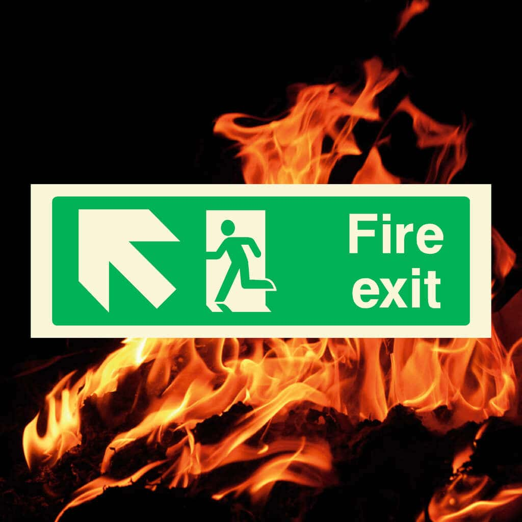 Fire Exit Sign Forward Left Arrow - The Sign Shed