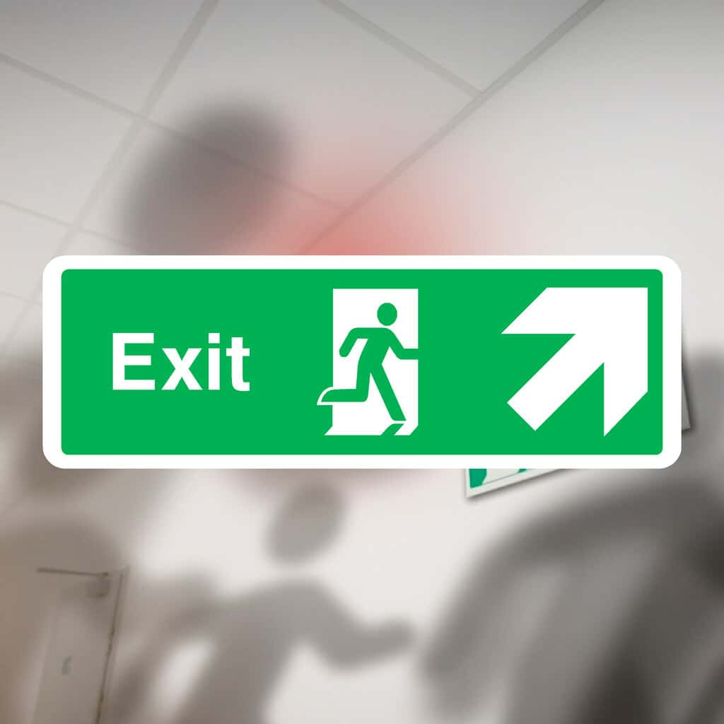 Fire Exit Sign Up Right Arrow - The Sign Shed