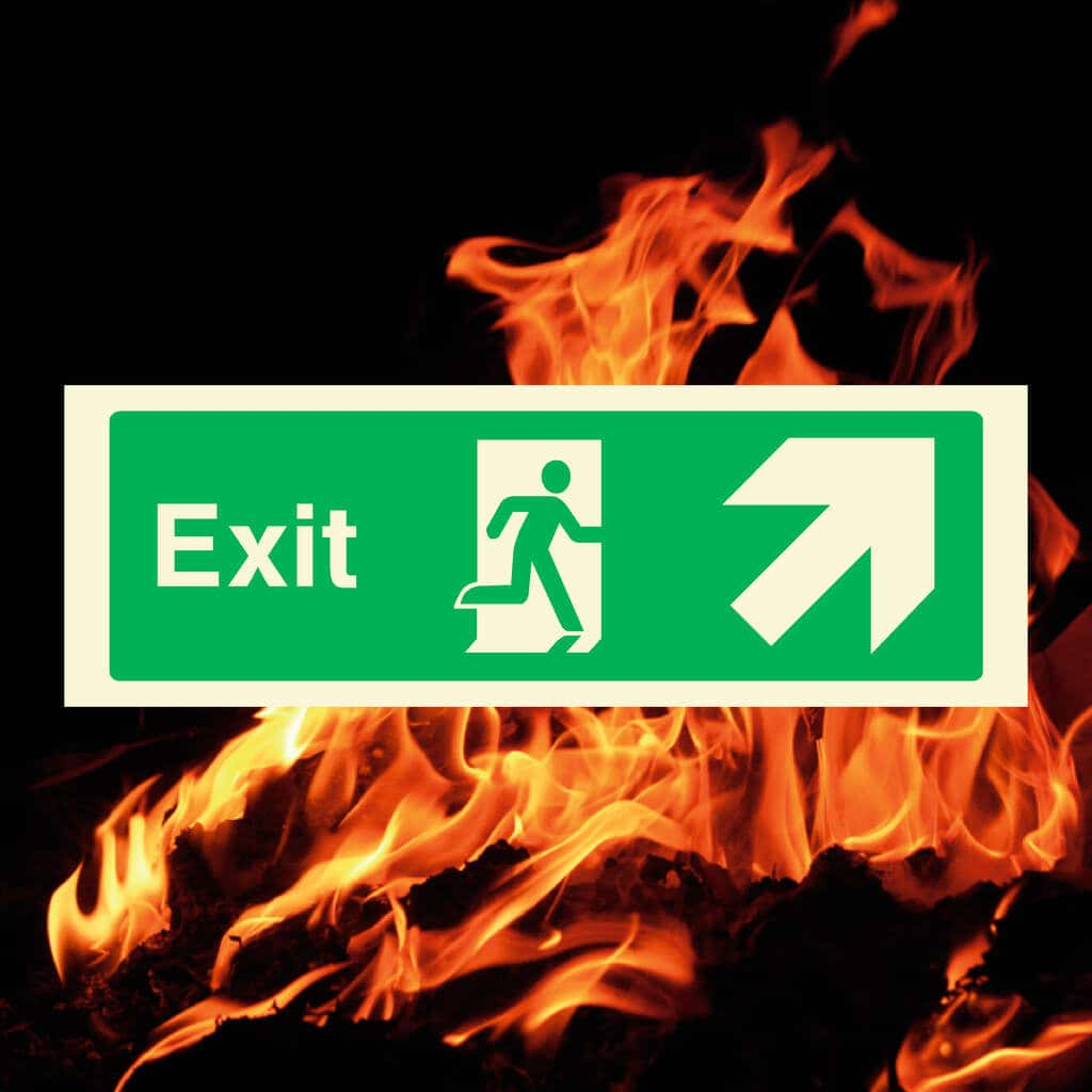 Fire Exit Sign Up Right Arrow - The Sign Shed