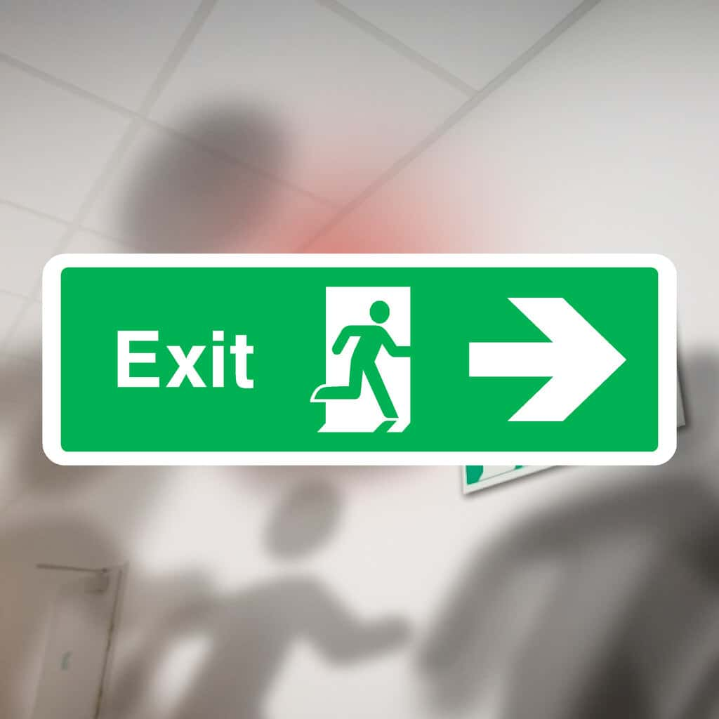 Fire Exit Sign With Right Arrow - The Sign Shed