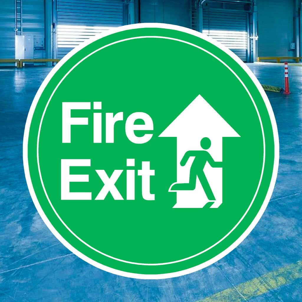 Fire Exit with Arrow Up (Forward) Floor Sticker - The Sign Shed