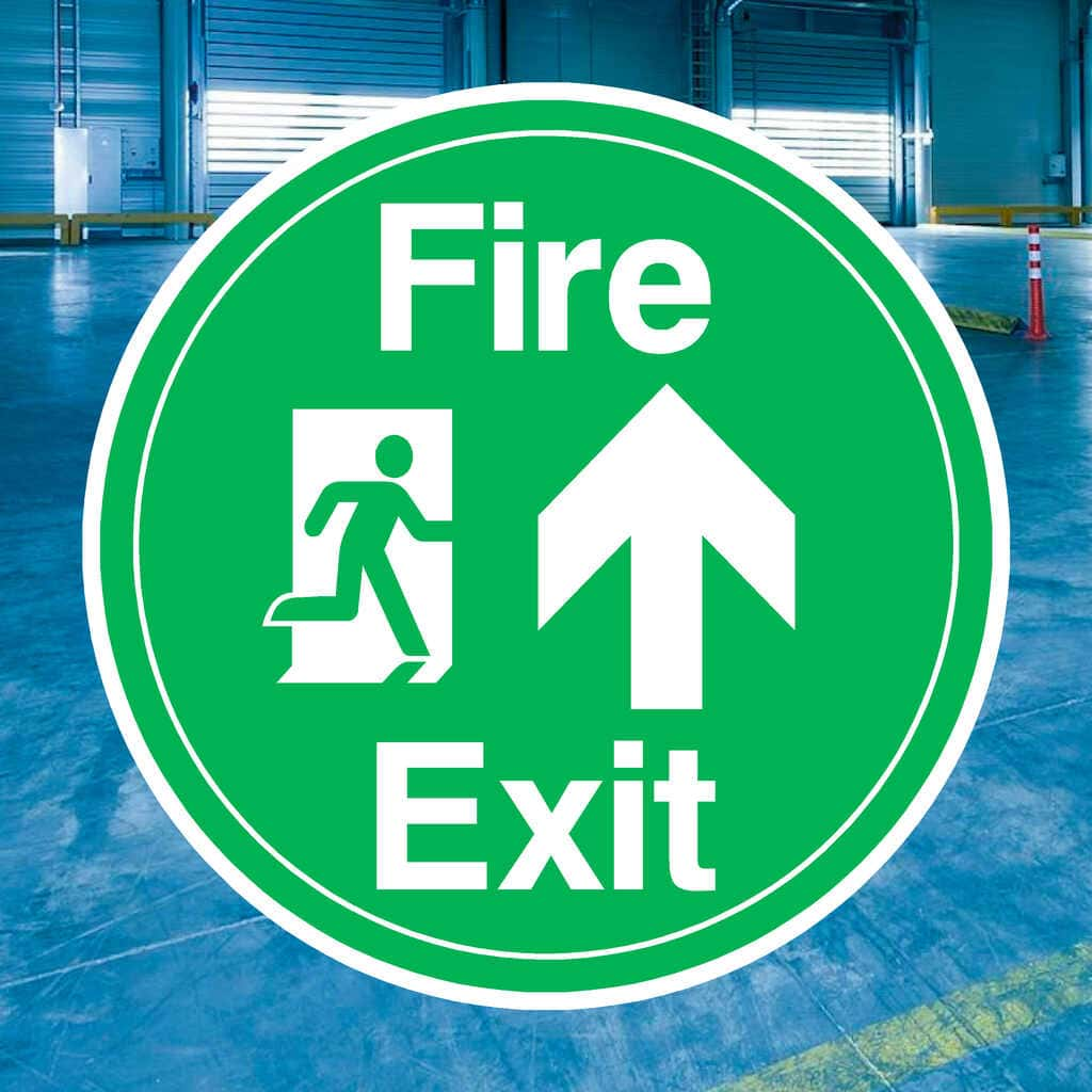 Fire Exit with Up Arrow Floor Sticker - The Sign Shed