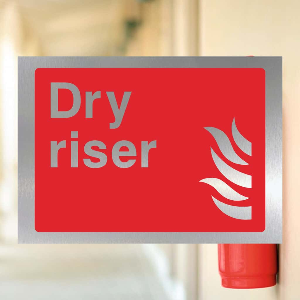 Fire Extinguisher Dry Riser Sign in Brushed Silver - The Sign Shed