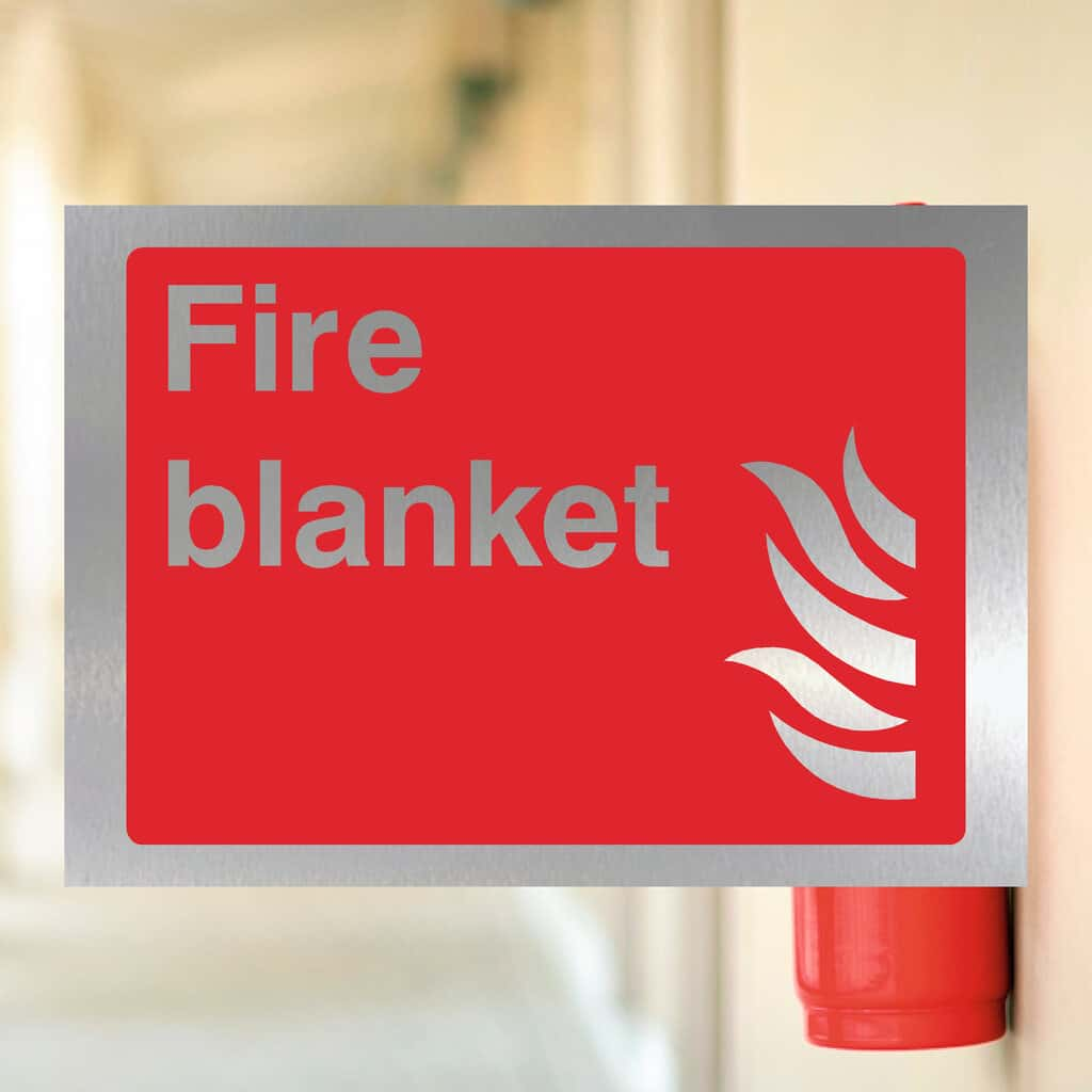 Fire Extinguisher Fire Blanket Landscape in Brushed Silver - The Sign Shed