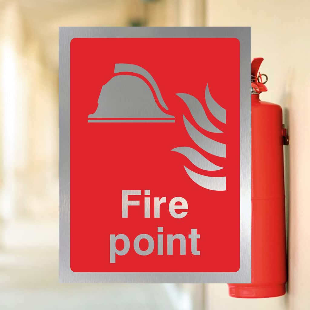 Fire Point Sign in Brushed Silver - The Sign Shed