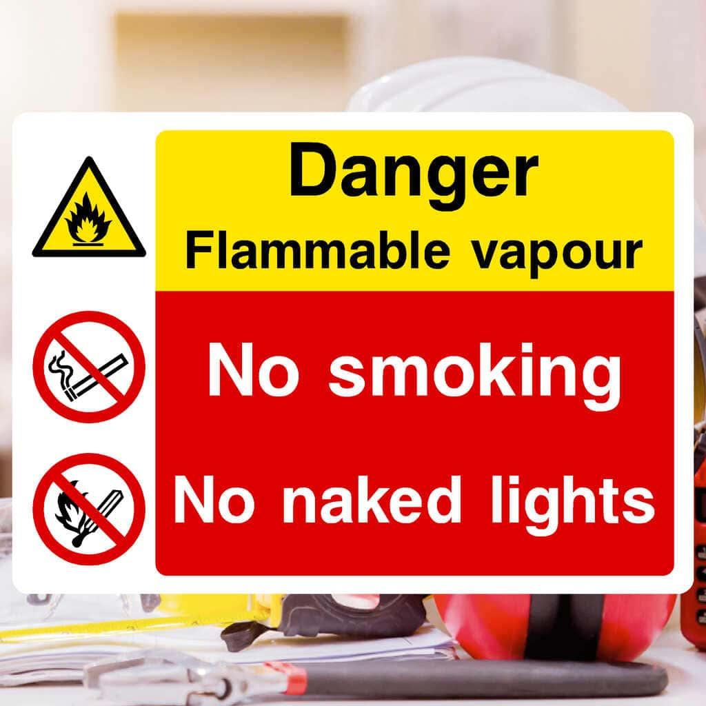 Flammable Vapour No Smoking No Naked Lights Sign - The Sign Shed