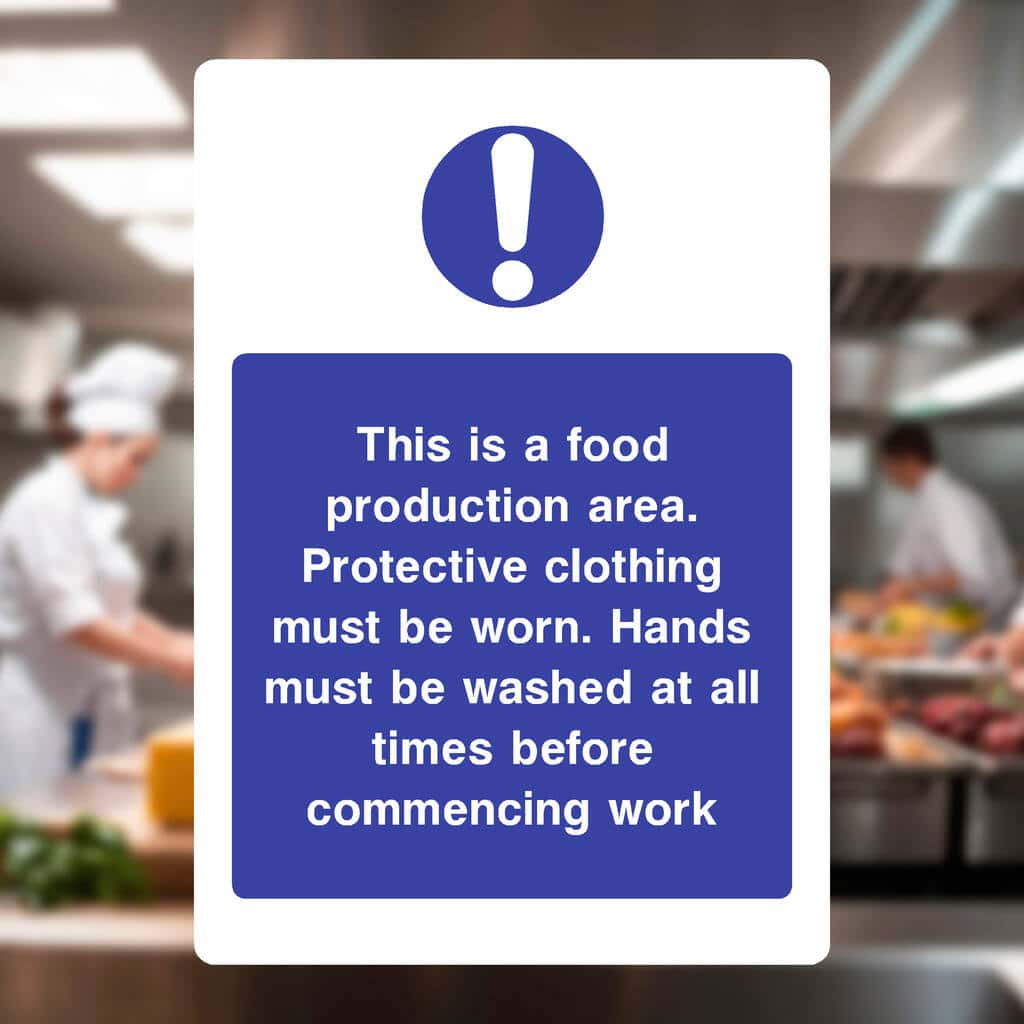 Food Production Area Protective Clothing Must Be Worn Sign - The Sign Shed