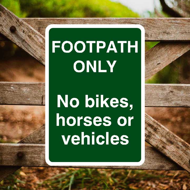 Footpath Only No Bikes, Horses Or Vehicles Sign Portrait - The Sign Shed