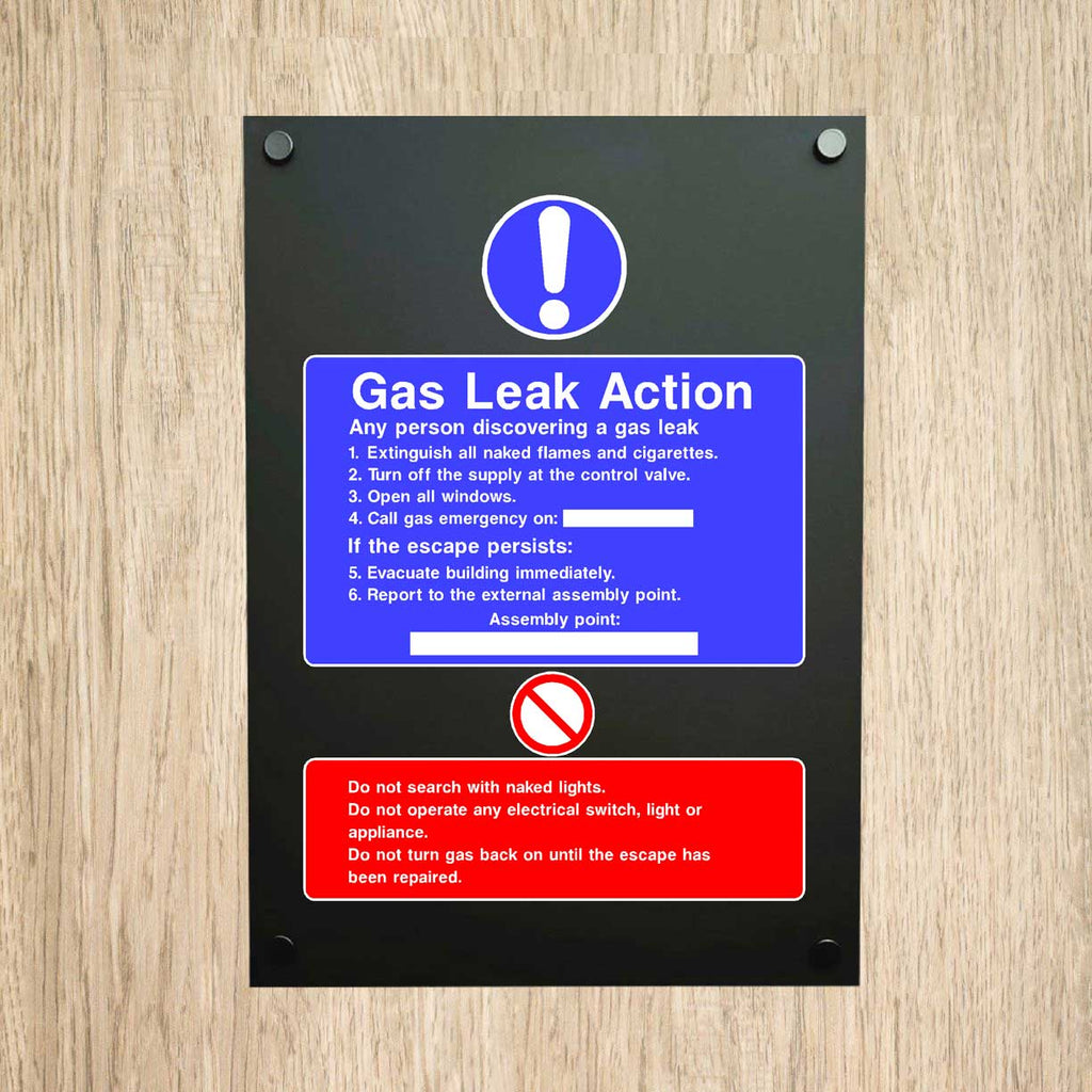 Gas Leak Action Midnight Black Sign - The Sign Shed