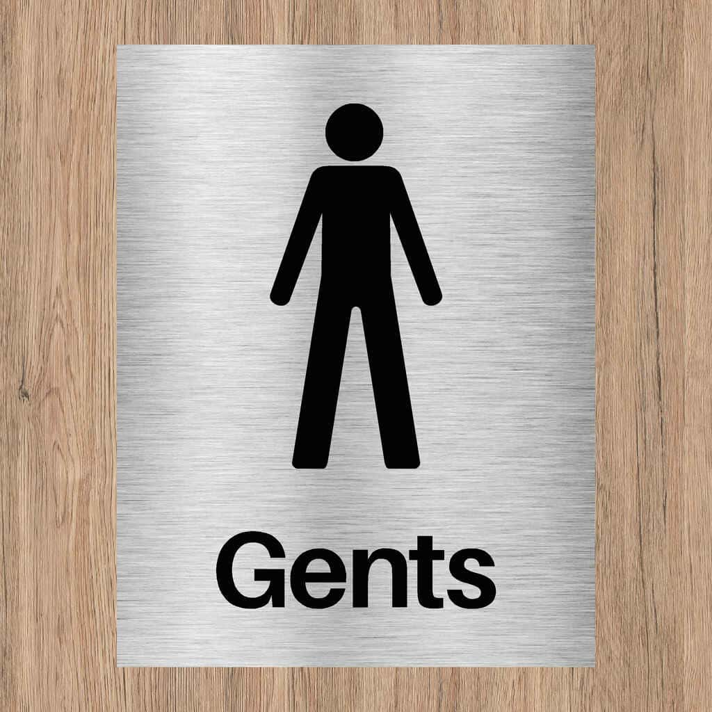 Gents Toilet Sign Brushed Silver - The Sign Shed