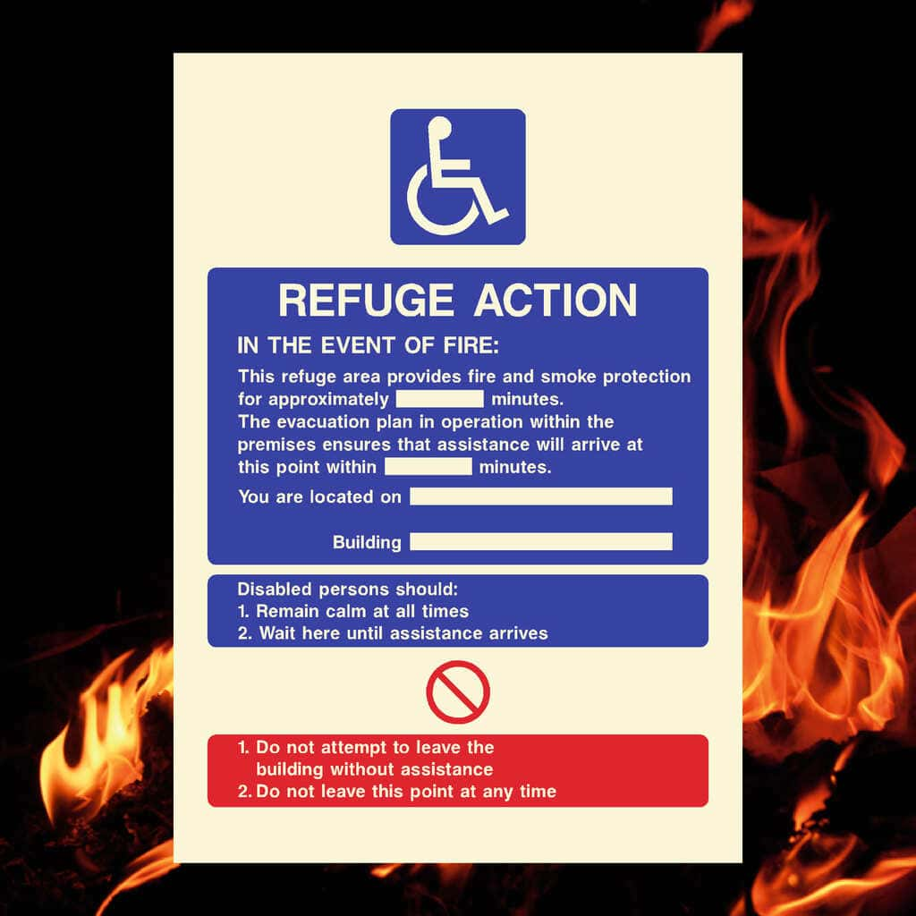 Glow In The Dark Disabled Refuge Action Sign - The Sign Shed