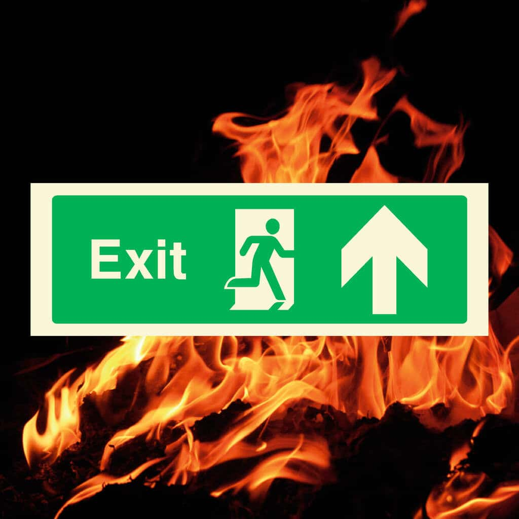 Glow In The Dark Exit Fire Sign Up Arrow - The Sign Shed