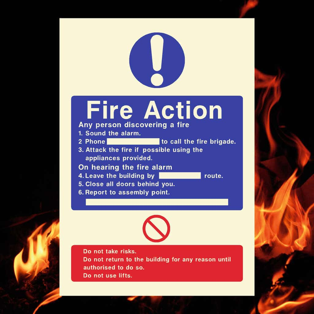 Glow In The Dark Fire Action Call Fire Brigade Sign - The Sign Shed