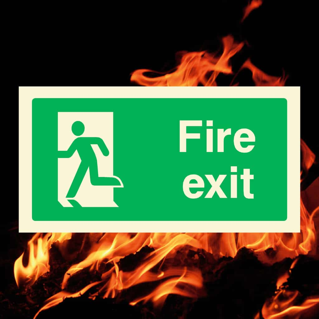 Glow In The Dark Fire Exit Left - The Sign Shed