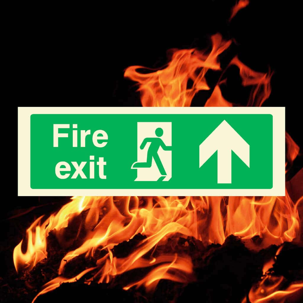 Glow In The Dark Fire Exit Sign Up Arrow - The Sign Shed