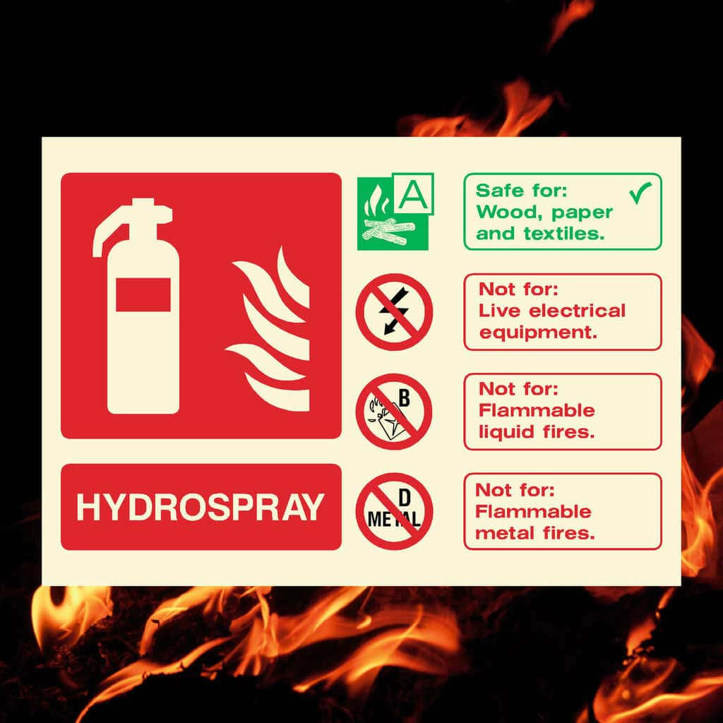 Glow In The Dark Hydrospray Fire Extinguisher Sign - The Sign Shed