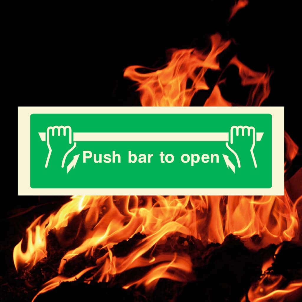 Glow In The Dark Push Bar To Open Sign - The Sign Shed