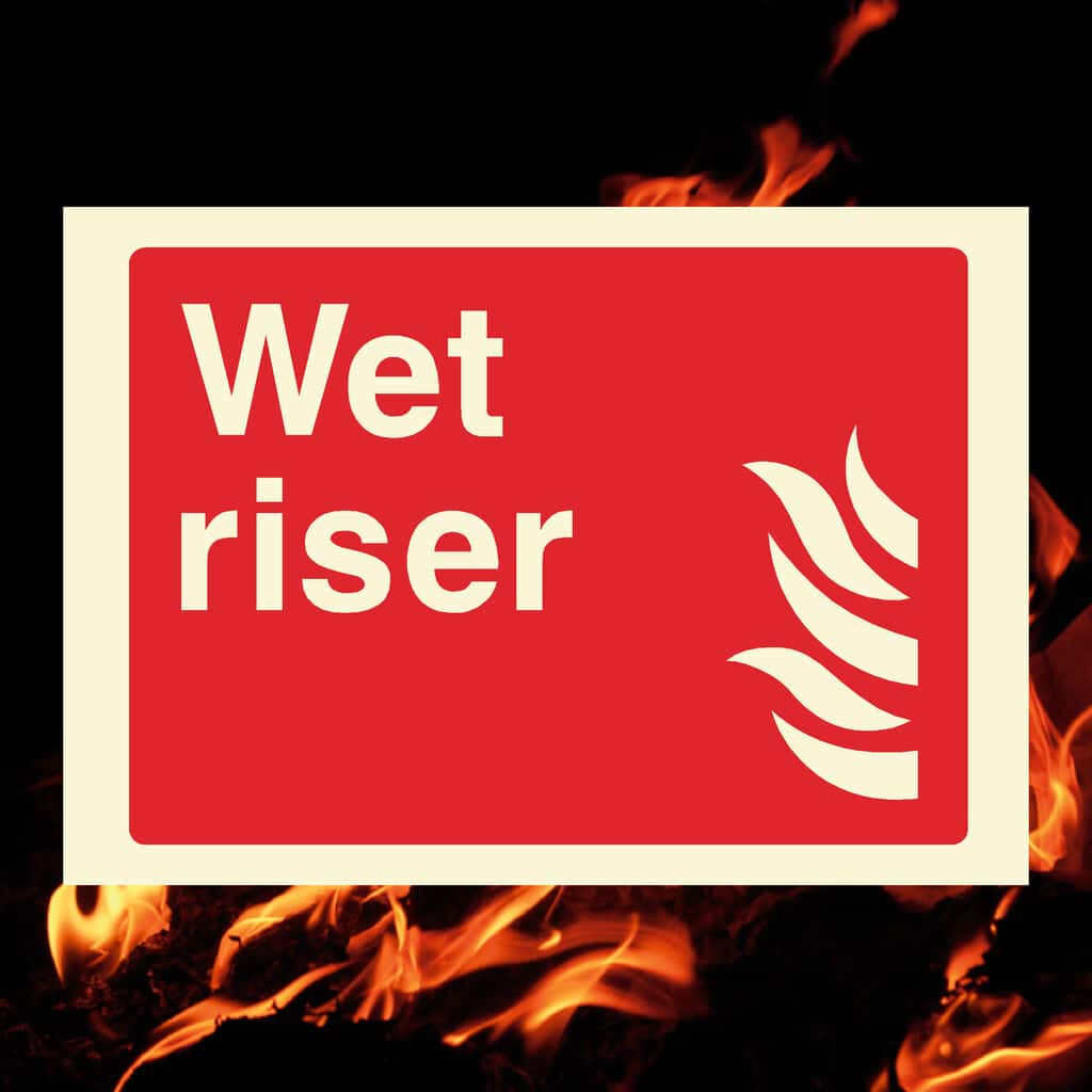 Glow In The Dark Wet Riser Fire Extinguisher Sign - The Sign Shed