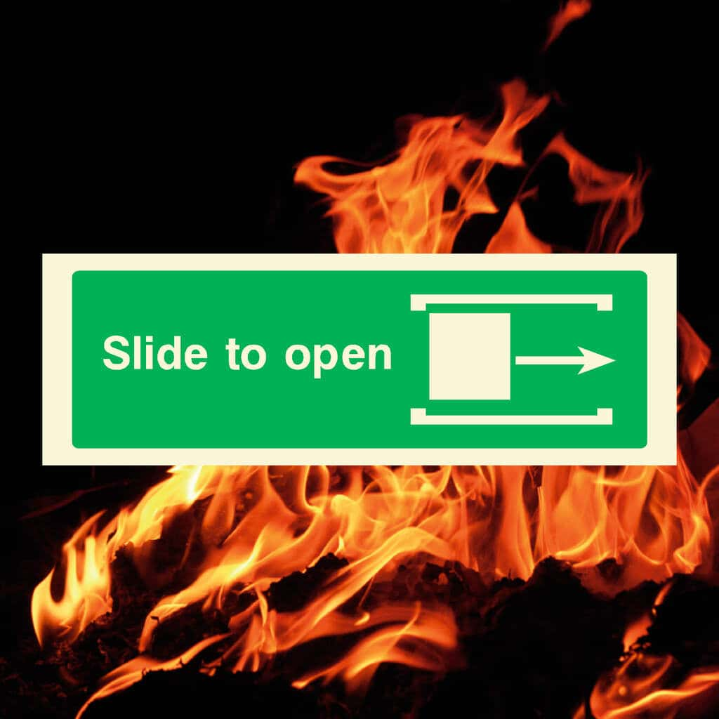 Glow Slide To Open Right Sign - The Sign Shed