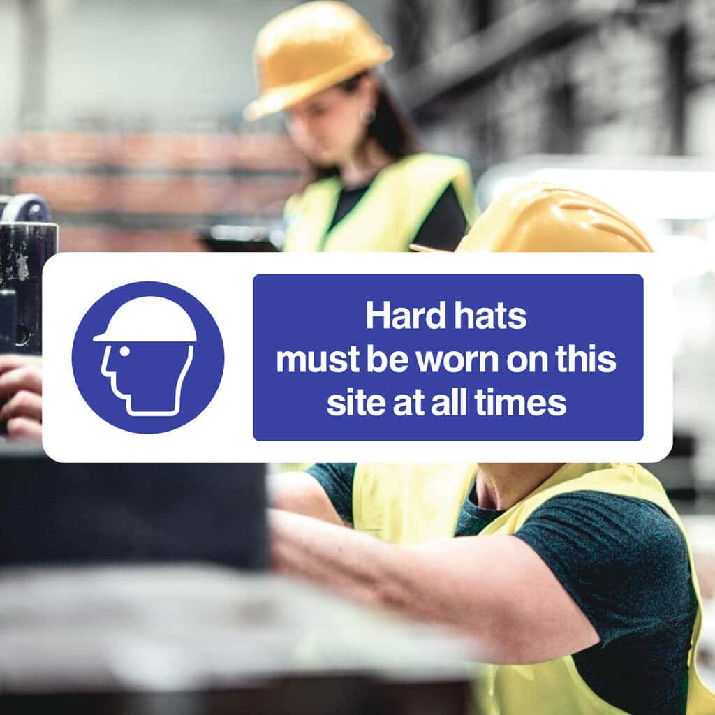 Hard Hats Must Be Worn On This SIte At All Times Sign Landscape - The Sign Shed