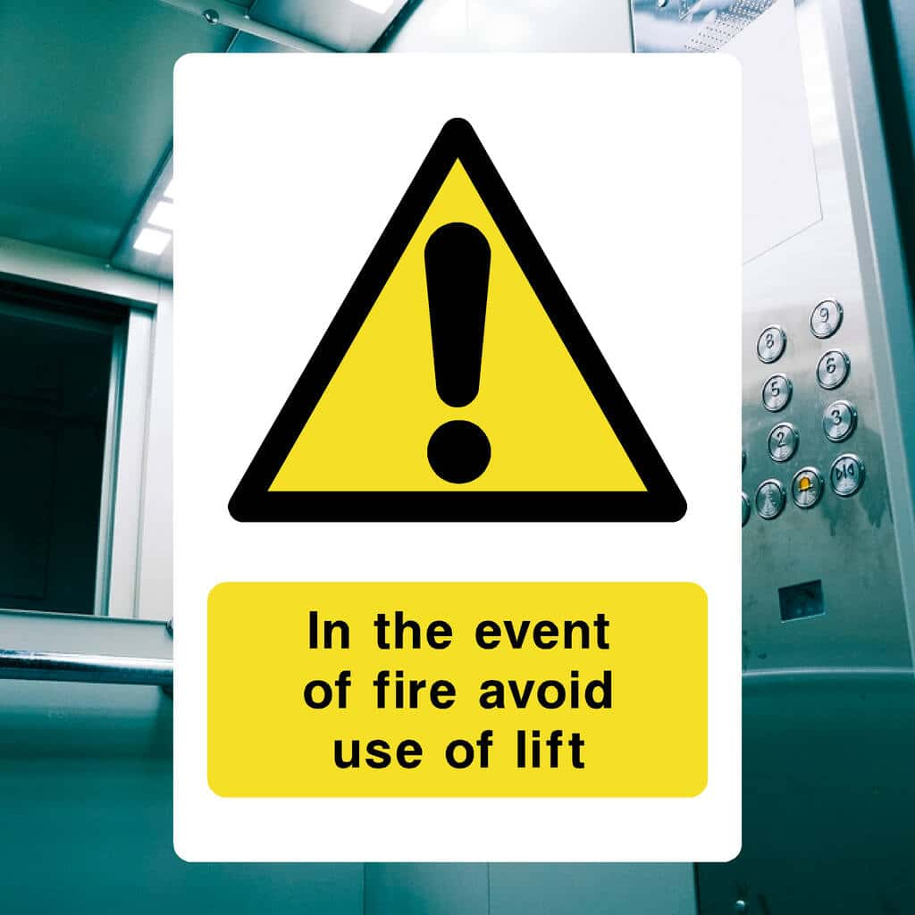 In The Event Of Fire Avoid Use Of Lift Sign - The Sign Shed