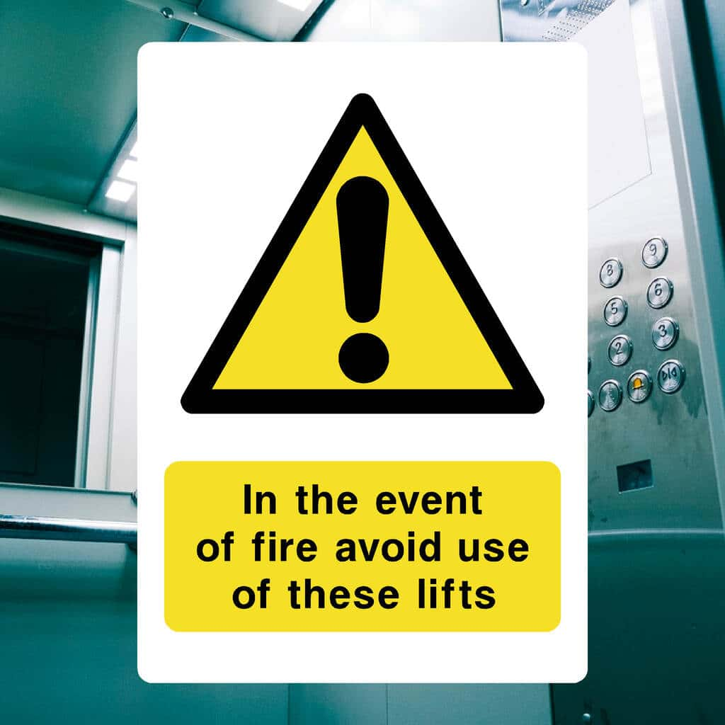 In The Event Of Fire Avoid Use Of These Lifts Sign - The Sign Shed