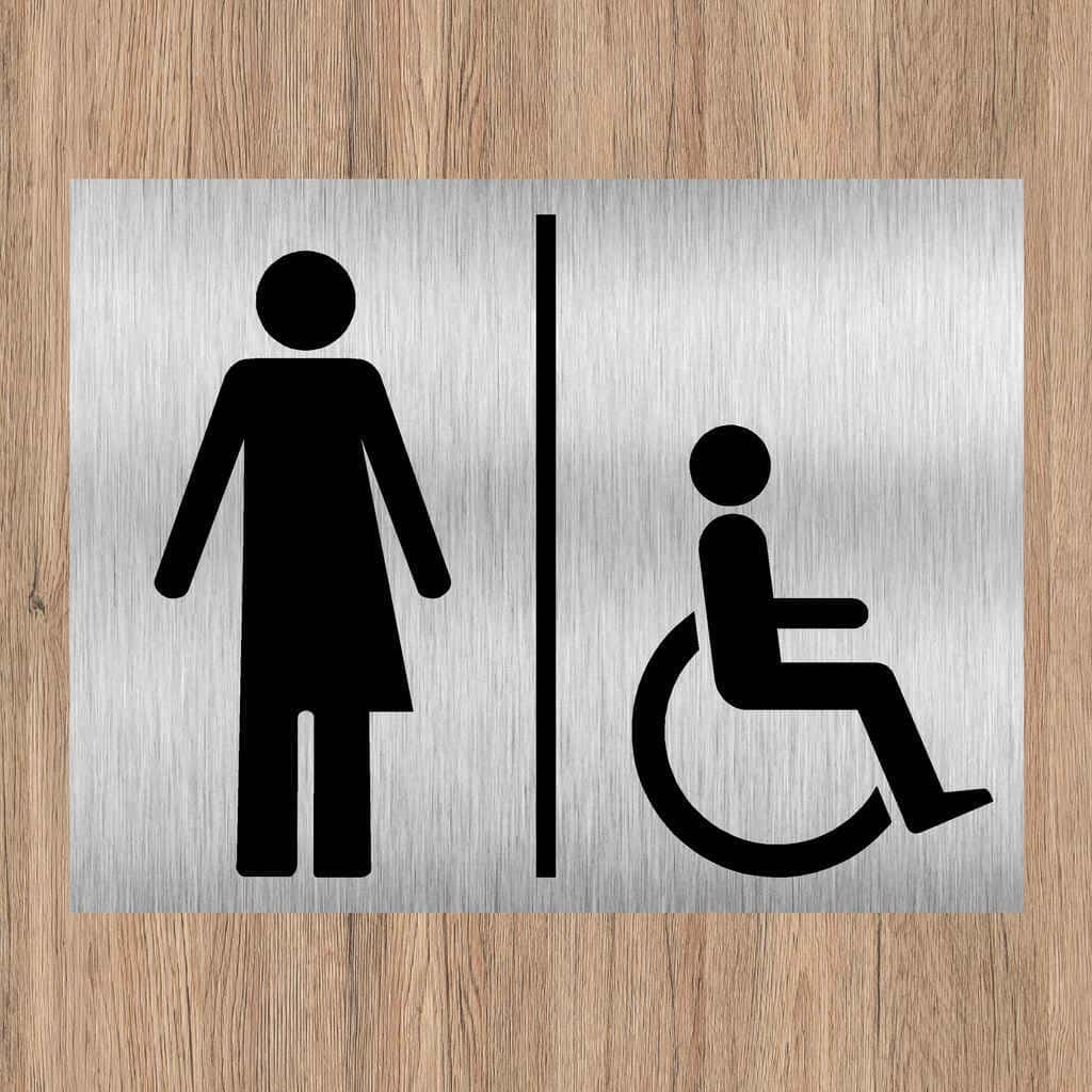 Inclusive Disabled Toilet Landscape Sign Brushed Aluminium - The Sign Shed