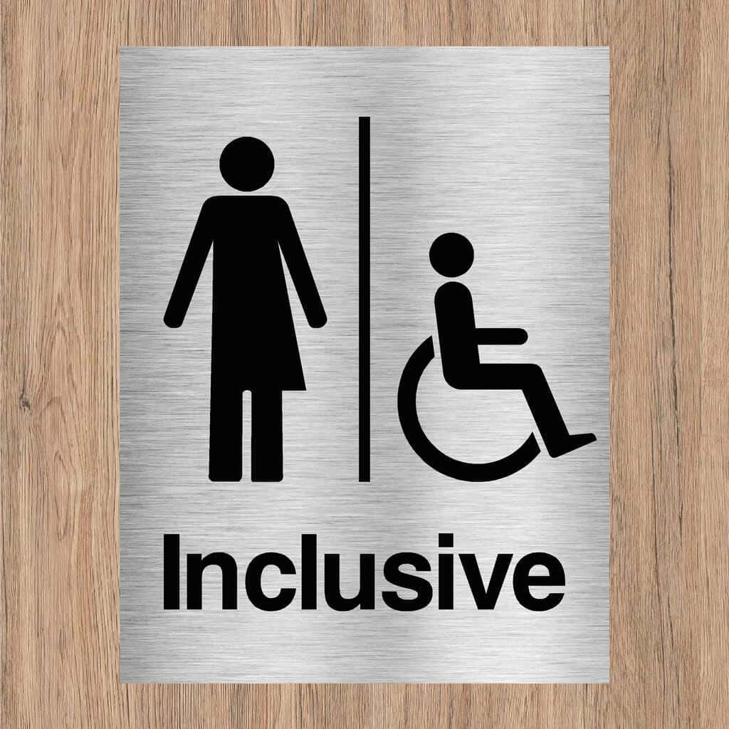 Inclusive Toilet Sign Brushed Aluminium - The Sign Shed