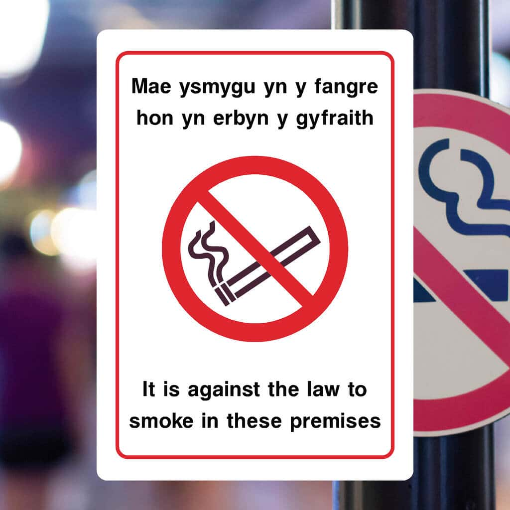 It Is Against The Law To Smoke Sign Welsh Version - The Sign Shed