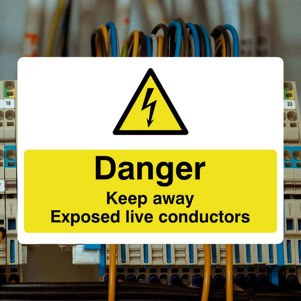 Keep Away Exposed Live Conductors Electrical Sign - The Sign Shed