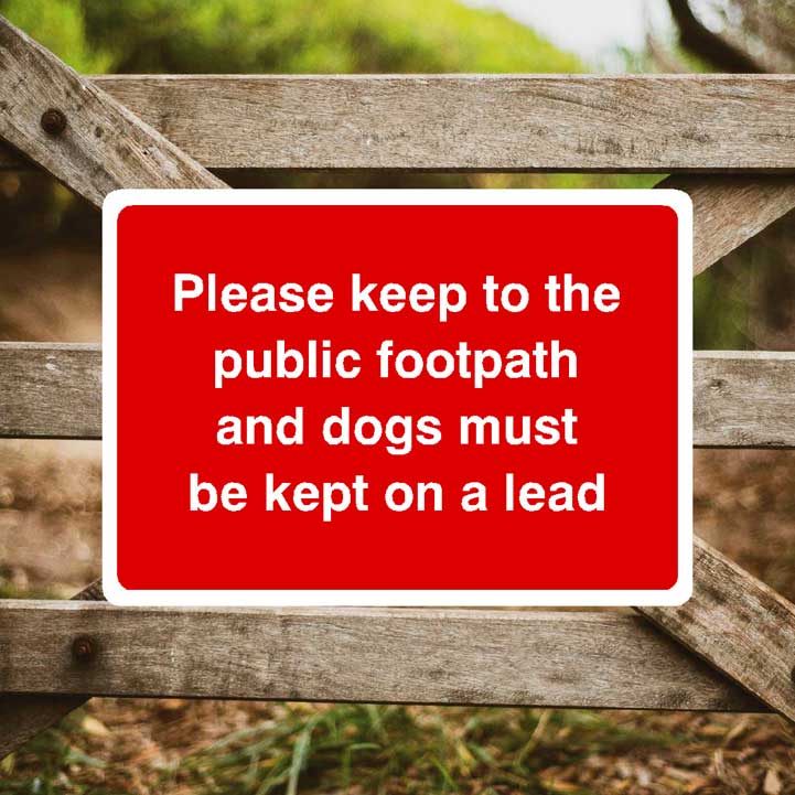 Keep To Public Footpath Dogs Must Be On Lead Sign - The Sign Shed