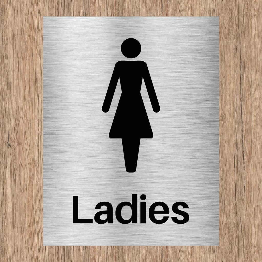 Ladies Toilet Sign Brushed Silver - The Sign Shed