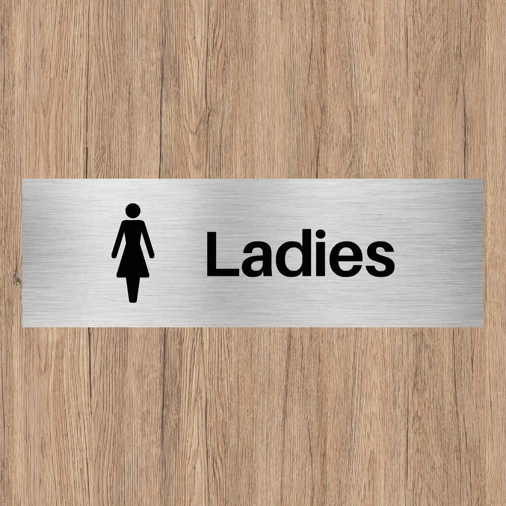 Ladies Toilet Sign in Brushed Silver - The Sign Shed