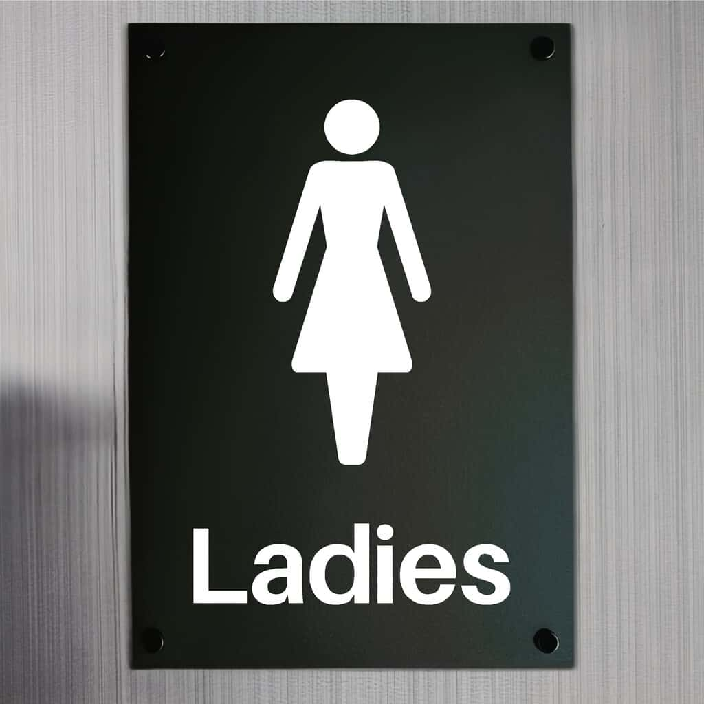 Ladies Toilet Sign Midnight Black Portrait - The Sign Shed