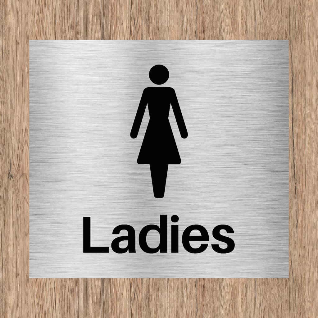 Ladies Toilets Sign in Brushed Silver - The Sign Shed