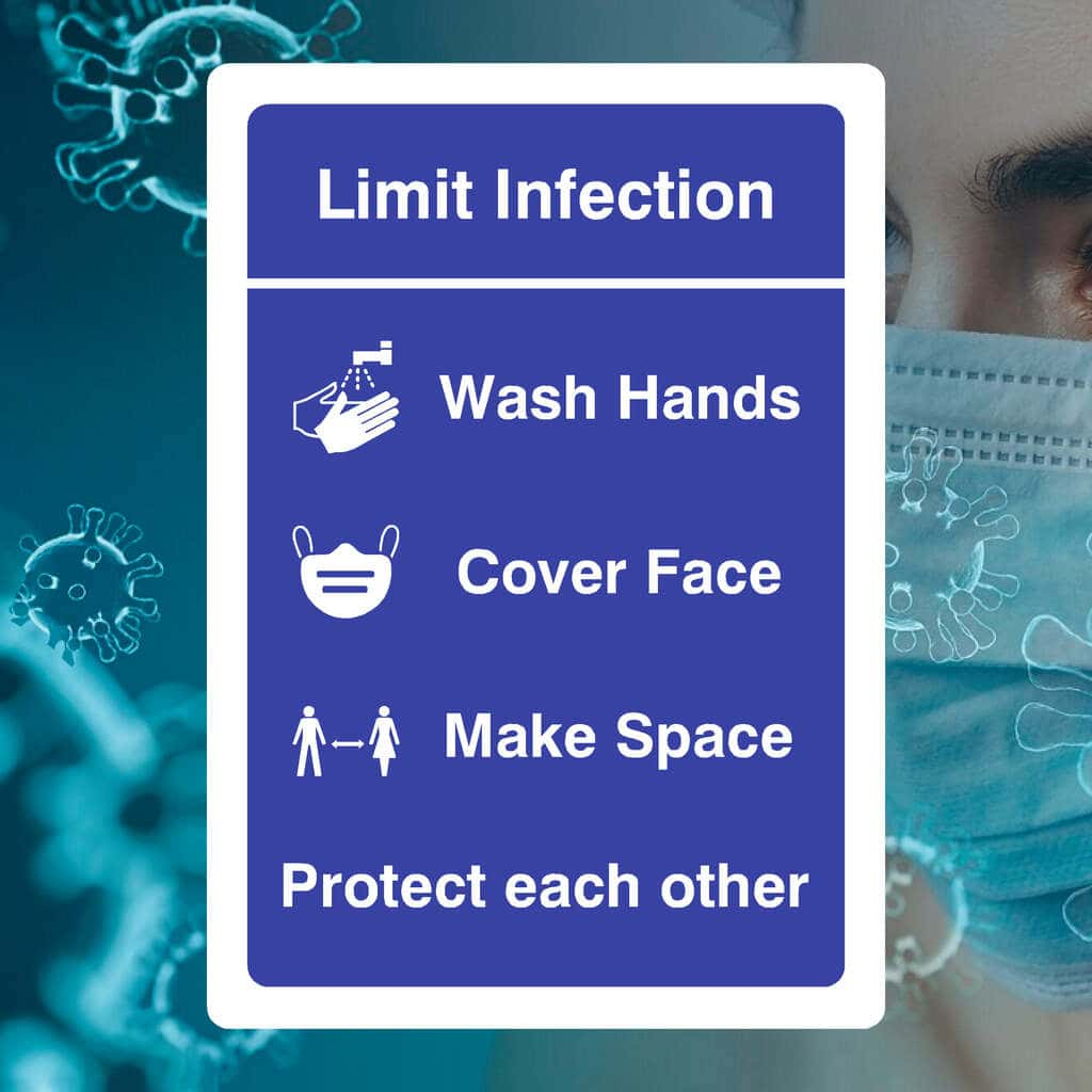 Limit Infection Wash Hands Cover Face Make Space Sign - The Sign Shed