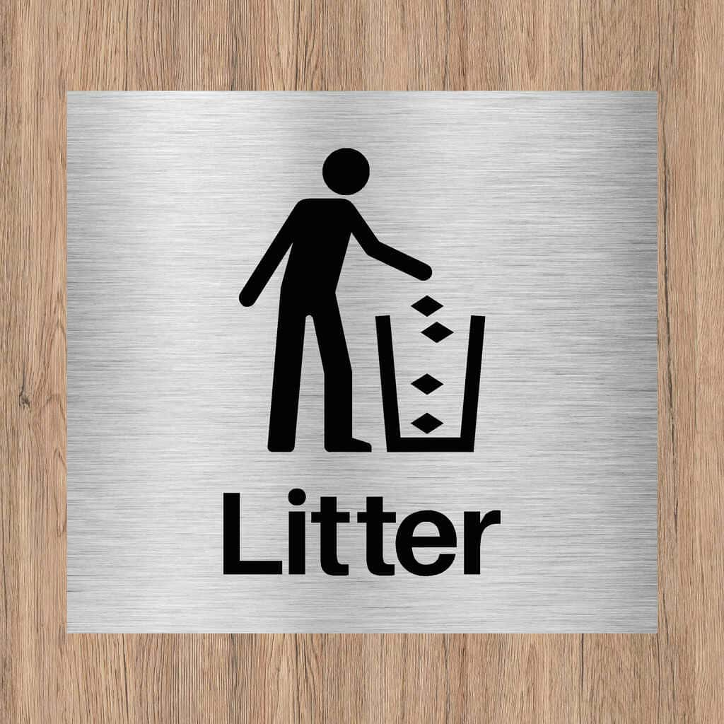 Litter Brushed Silver Door Sign - The Sign Shed