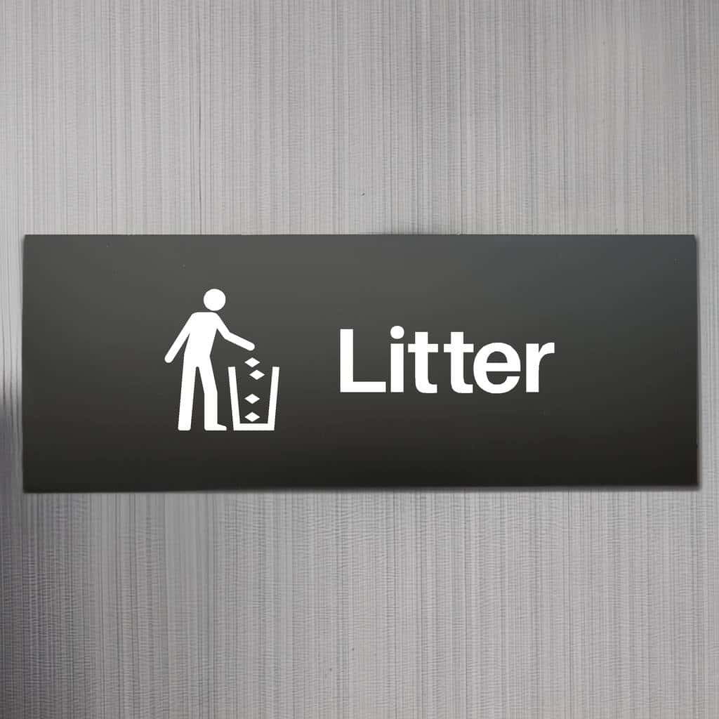 Litter Sign Midnight Black Landscape - The Sign Shed