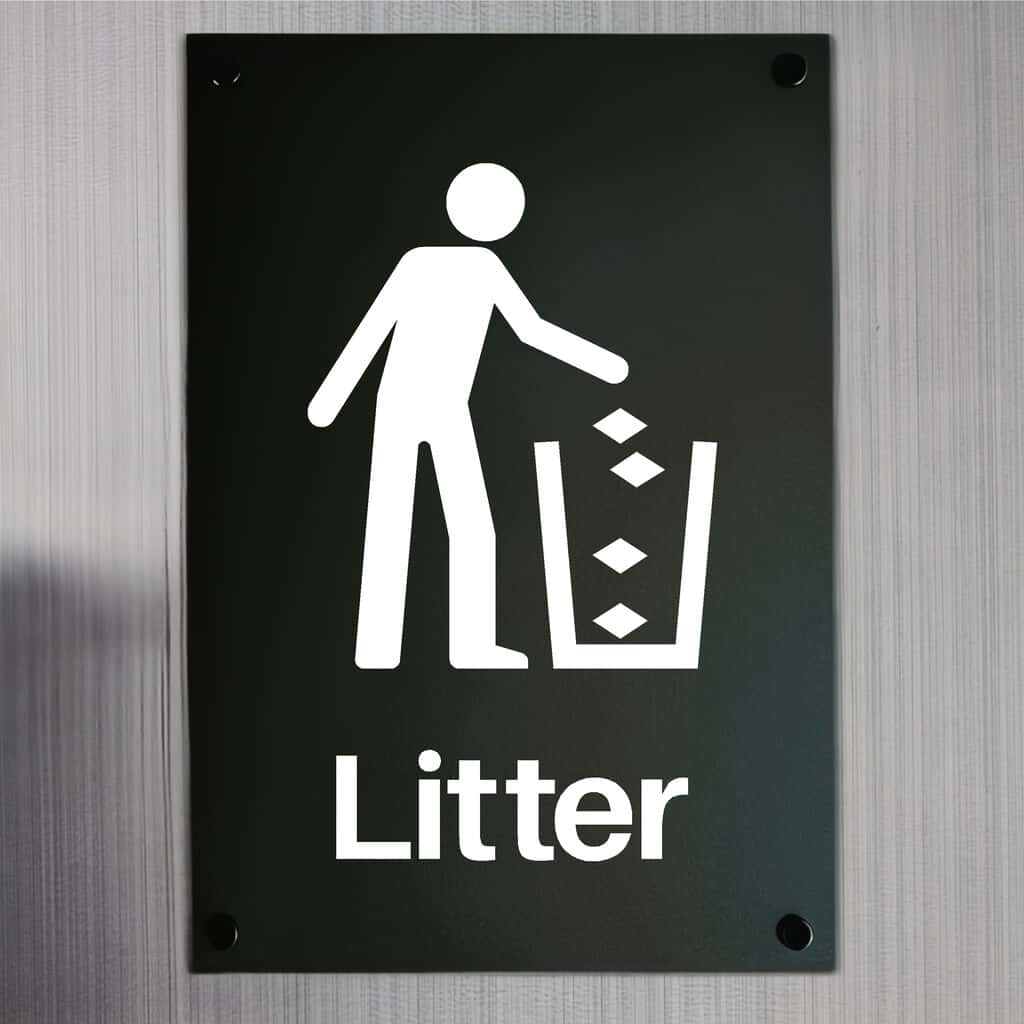 Litter Sign Midnight Black Portrait - The Sign Shed