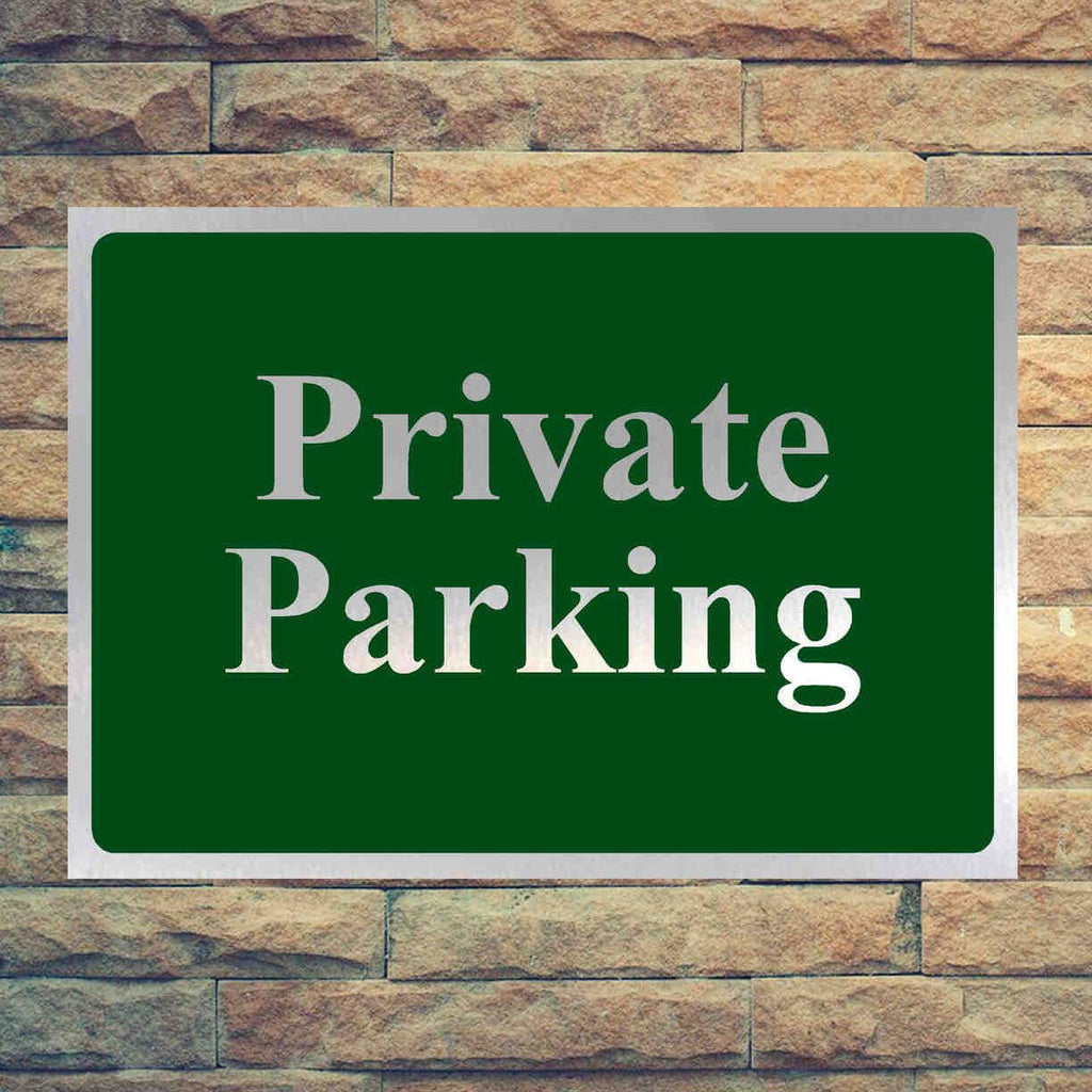 Luxury Private Parking Sign in Brushed Silver - The Sign Shed