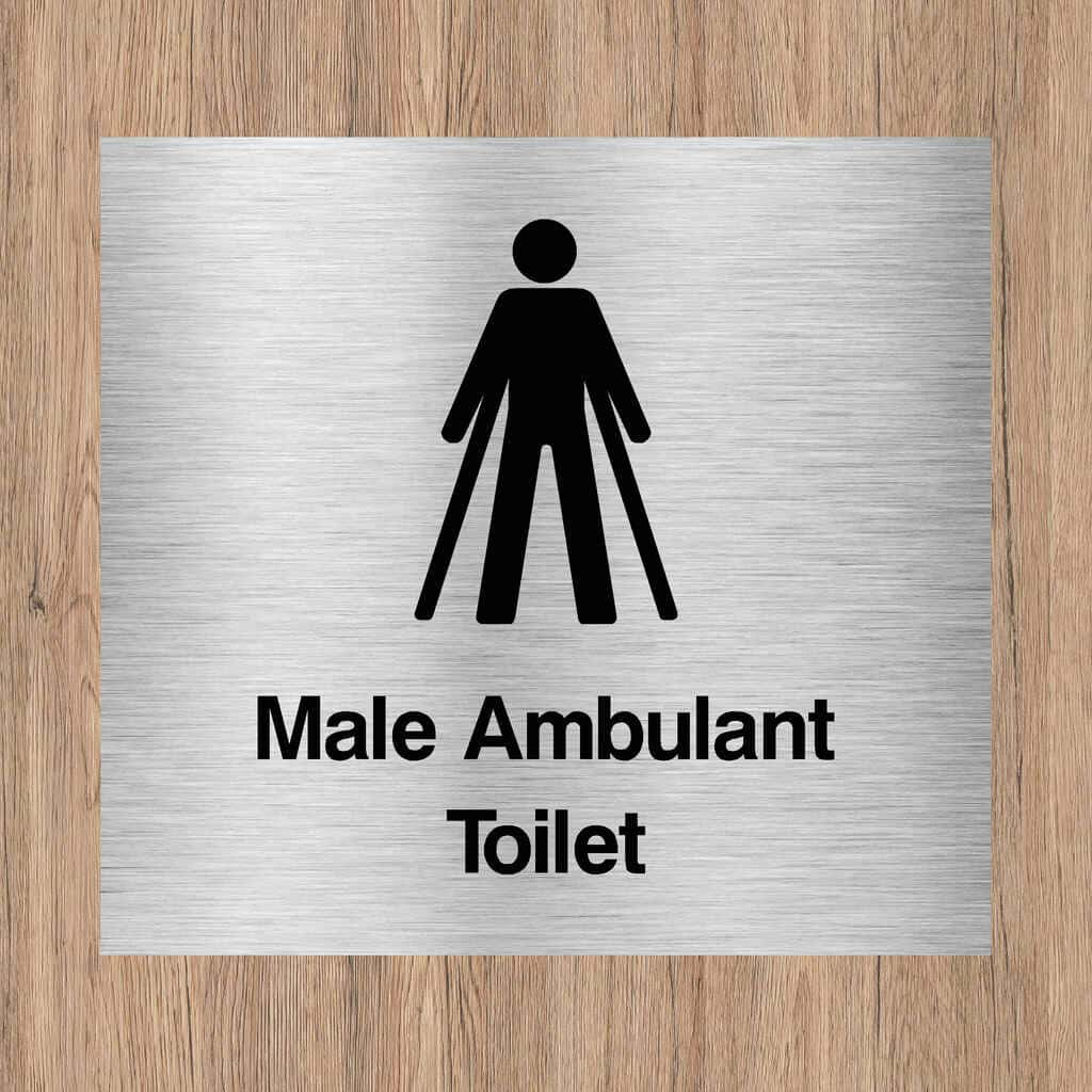 Male Ambulant Toilet Sign Brushed Silver - The Sign Shed